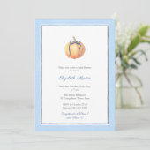 Invitation Citrouille Preppy Avec Baby shower Bleu Bow Pour G (Debout devant)