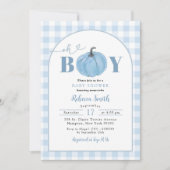 Invitation Citrouille préppy bleu Plaid Oh Baby shower garçon (Devant)