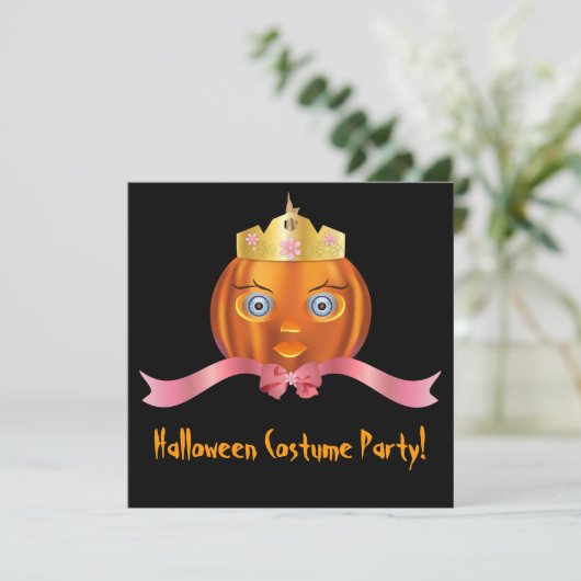 Invitation Citrouille Princesse Halloween (Debout devant)