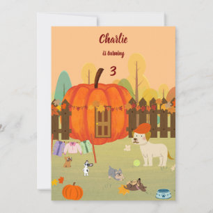 Invitation Citrouille Pups Automne Célébration anniversaire