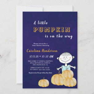 Invitation Citrouille Purple Funny Baby shower garçon