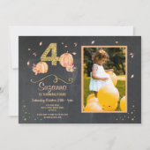 Invitation Citrouille QUATRE Anniversaire 4e Automne Invitati (Devant)