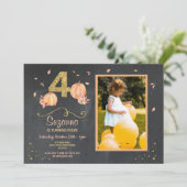 Invitation Citrouille QUATRE Anniversaire 4e Automne Invitati (Debout devant)