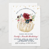 Invitation citrouille quatrième anniversaire (Devant / Derrière)