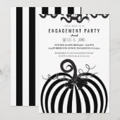 Invitation Citrouille rayée noir et blanc pour fête de fiança (Devant / Derrière)
