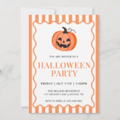 Invitation Citrouille rayée orange Fête d'Halloween (Devant)
