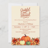 Invitation Citrouille reconnaissant béni Thanksgiving Dîner (Devant)