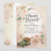 Invitation Citrouille Retro Camion, Roses, Baby shower de flo (Devant / Derrière)