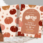 Invitation Citrouille rétro Floral 1er anniversaire