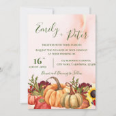 Invitation Citrouille romantique Floral Automne Feuilles Mari (Devant)