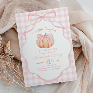 Invitation Citrouille Rose Arc pour 1er Anniversaire et Carre