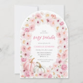 Invitation Citrouille rose automne et Arche florale (Devant)