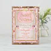 Invitation Citrouille rose Automne quitte Rustique SWEET 16 P (Debout devant)