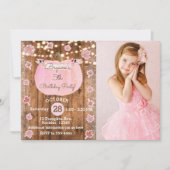 Invitation Citrouille Rose Automne Rustique Anniversaire TOUT (Devant)