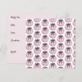 Invitation Citrouille rose avec noeud noir (Devant / Derrière)