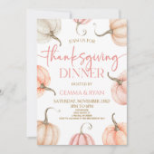Invitation Citrouille rose blanc orange Thanksgiving Dîner (Devant)