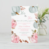 Invitation Citrouille rose bleu Automne Genre Reveillez Invit (Debout devant)