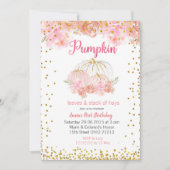Invitation citrouille rose Citrouille d'or rose 1er anniversa (Devant)
