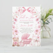 Invitation Citrouille rose Coquette Baby shower de transport (Debout devant)