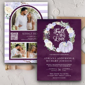 Invitation Citrouille Rose de lavande Photo QR Code Plum Mari