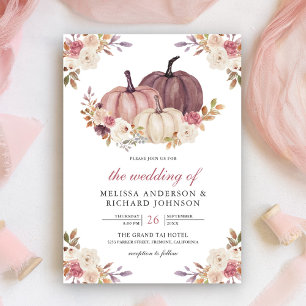 Invitation Citrouille rose Dusty Rose et Mariage floral ivoir