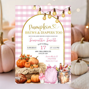 Invitation Citrouille rose En vichy Brebis & Diapers Baby sho