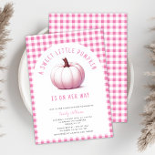 Invitation Citrouille rose En vichy Plaid Baby Girl Baby show