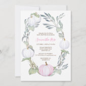Invitation Citrouille rose et BLANC Baby shower vert Invitati (Devant)