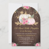 Invitation Citrouille rose et or  Arch Baby shower en bois (Devant)