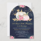 Invitation Citrouille rose et or Arch Navy Baby shower (Devant)