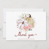 Invitation Citrouille rose Fête des mariées automne Merci I (Devant)