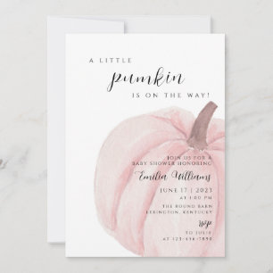Invitation citrouille rose fille Baby shower