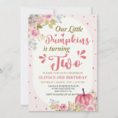 Invitation Citrouille rose floral 2e fête d'anniversaire (Devant)