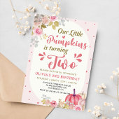 Invitation Citrouille rose floral 2e fête d'anniversaire