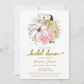 Invitation Citrouille rose Floral automne nuptiale de douche  (Devant)