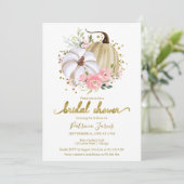 Invitation Citrouille rose Floral automne nuptiale de douche  (Debout devant)