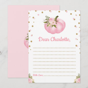 Invitation Citrouille rose Floral Temps Capsule Automne Messa