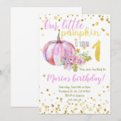 Invitation Citrouille Rose Gold Confetti Fille Anniversaire (Devant / Derrière)