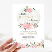 Invitation Citrouille rose or floral  fille baby shower