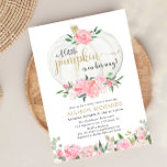 Invitation Citrouille rose or floral  fille baby shower<br><div class="desc">Pour une personnalisation plus avancée de ce design,  il suffit de cliquer sur le bouton "Customiser" ci-dessus !</div>