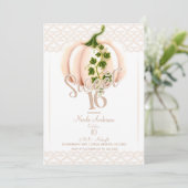 Invitation Citrouille rose pâle Chute Douce 16 Anniversaire (Debout devant)