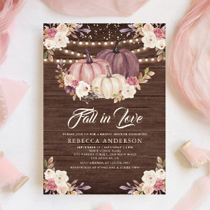 Invitation Citrouille rose pâle Rose rose Fête des mariées e