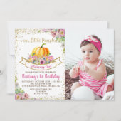 Invitation Citrouille rose  Parties scintillant fille Anniver (Devant)