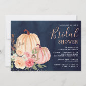 Invitation Citrouille rose Pêche Floral Marine Fête des marié (Devant)