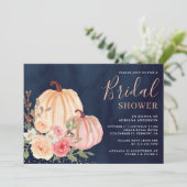 Invitation Citrouille rose Pêche Floral Marine Fête des marié (Debout devant)