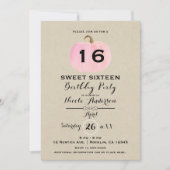Invitation Citrouille rose Rustic Kraft Sweet 16 Anniversaire (Devant)