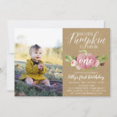 Invitation Citrouille rose selon la coutume âge fête d'annive (Devant)