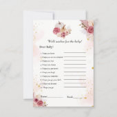 Invitation Citrouille rose souhaite pour le jeu de baby showe (Devant)