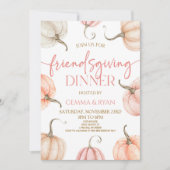 Invitation Citrouille rose Thanksgiving Friendsgiving Dîner (Devant)
