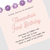 Invitation Citrouille rose violet floral Halloween 1er annive